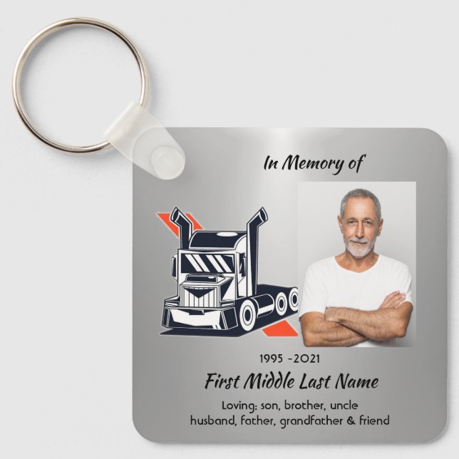 Christian Memorial Semi-Truck Tractor-trailer  Key Ring (Front)