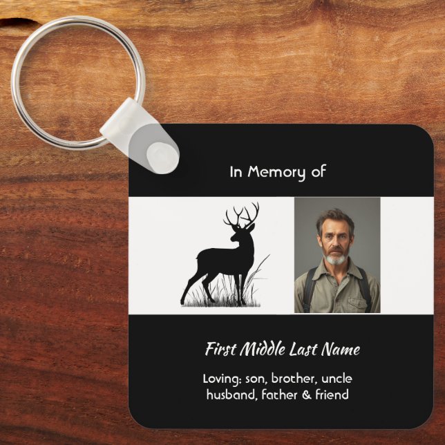  Christian Memorial Stag Deer Outdoorsman Key Ring (Front)