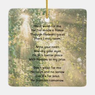 Christian Memorial Sunshine Golden Forest Ceramic Ornament