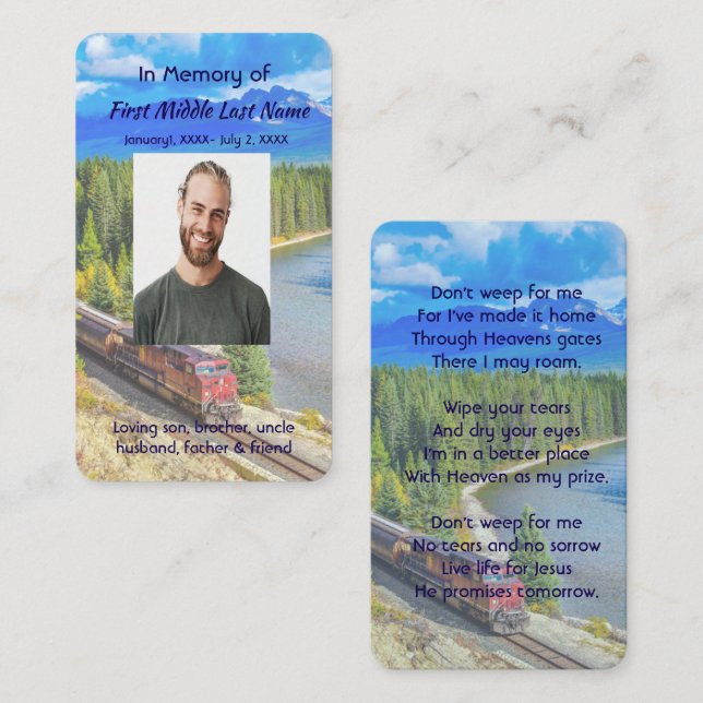 Christian Memorial Train Rail Tram Railway Business Card (Front/Back)