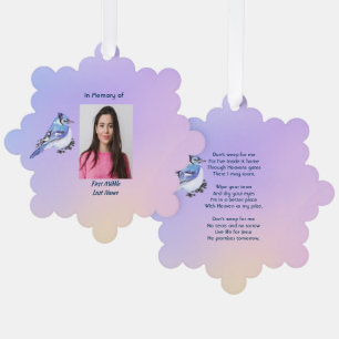 Christian Memorial Watercolor Bluejay Garden Tree Decoration Card