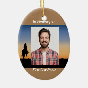 Christian Memorial Western Horse Back Riding  Ceramic Tree Decoration