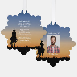 Christian Memorial Western Horse Back Riding  Tree Decoration Card