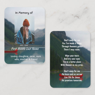 Christian Memorial Wilderness Lake Canoe Business Card