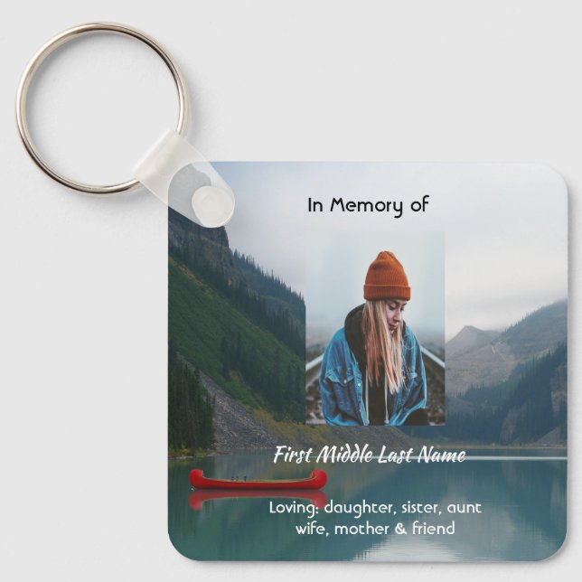 Christian Memorial Wilderness Lake Canoe Key Ring (Front)