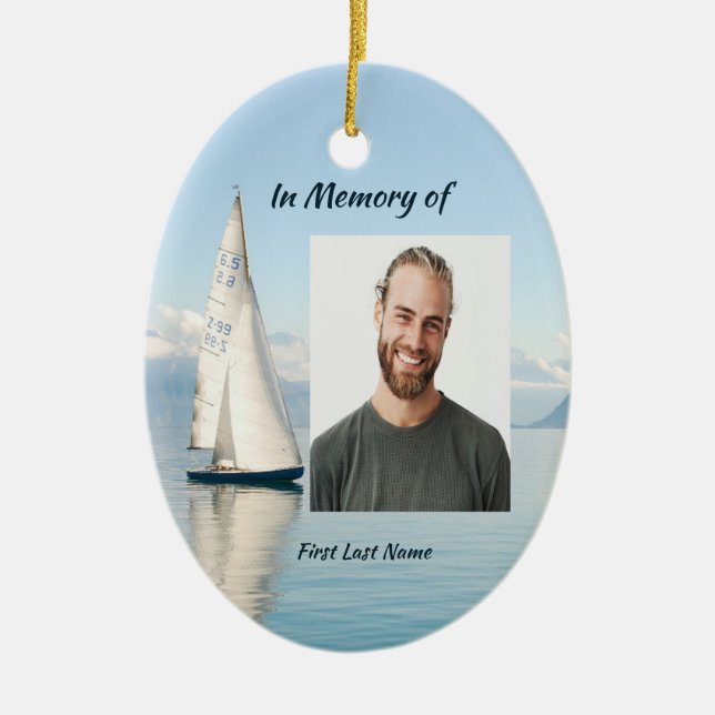 Christian Memory Keepsake Sailor Sailboat Sailing Ceramic Tree Decoration (Front)