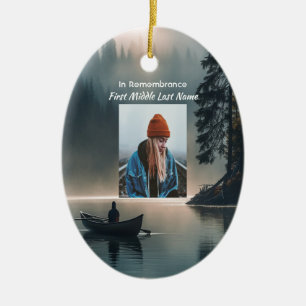 Christian Memory Keepsake Wilderness Lake Canoe Ceramic Tree Decoration