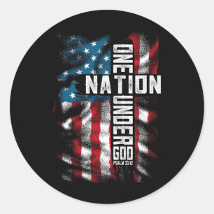 Christian Men One National Under God 4th Of July M Classic Round Sticker