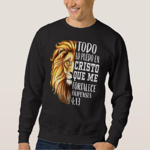 Christian Men Spanish Lion Judah Graphic On Back P Sweatshirt