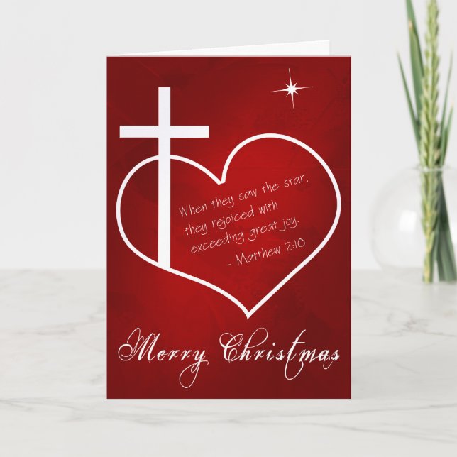 Christian Merry Christmas red customisable Holiday Card (Front)