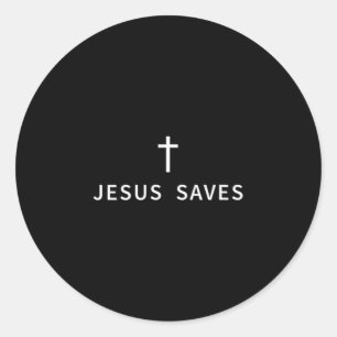 Christian Minimal Cross Jesus Saves Religious Mode Classic Round Sticker