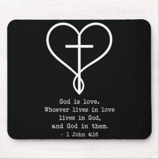 Christian Minimalist Cross Heart Mouse Pad