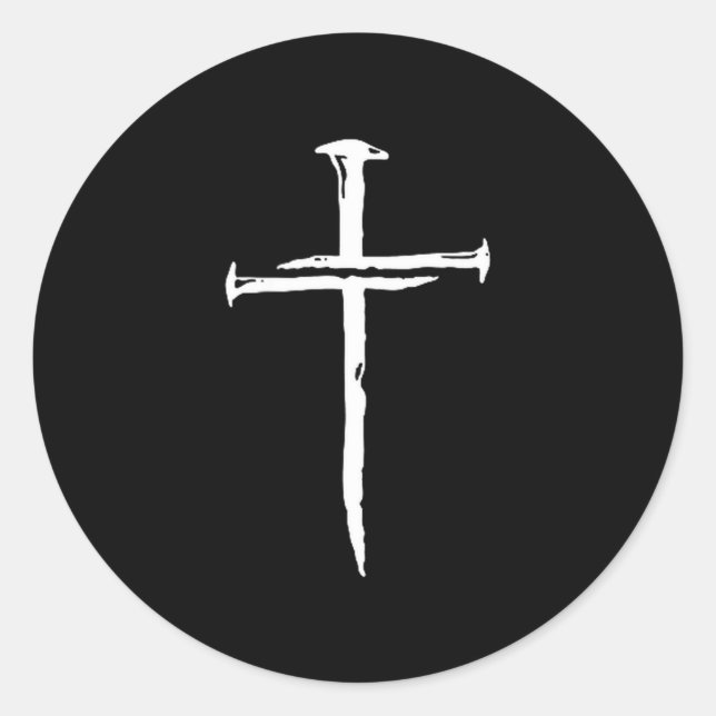 Christian Minimalist Three Nails Cross Religious J Classic Round Sticker (Front)