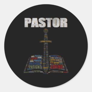 Christian Minister Word Cloud Church Pastor Apprec Classic Round Sticker