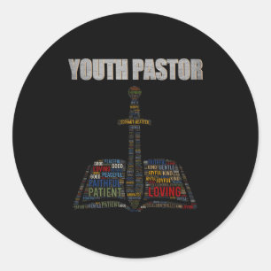 Christian Minister Word Cloud Youth Pastor Appreci Classic Round Sticker