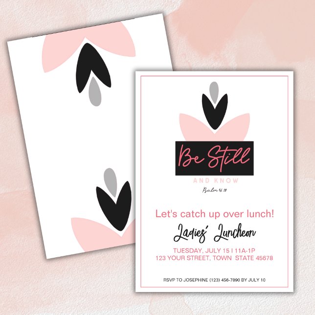 Christian Modern Pink Psalm 46:10 Ladies Luncheon Invitation (Creator Uploaded)