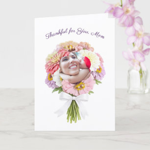 Christian Mother Birthday Photo Floral Bouquet Card