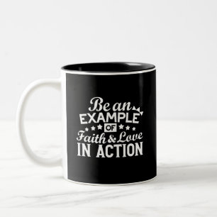 Christian Motivation Design – Faith, Love, and Act Two-Tone Coffee Mug