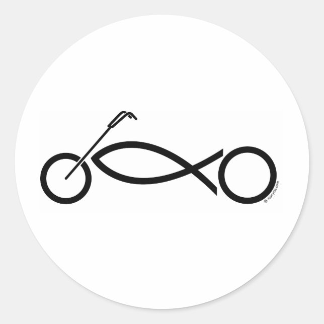 Christian motorcycle clothing and accessories classic round sticker (Front)