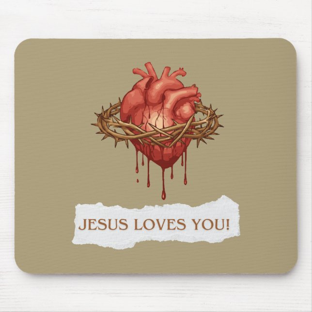Christian Mousepad with "Jesus Loves You" Phrase (Front)