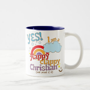 Christian mug: Happy Clappy Christian Two-Tone Coffee Mug