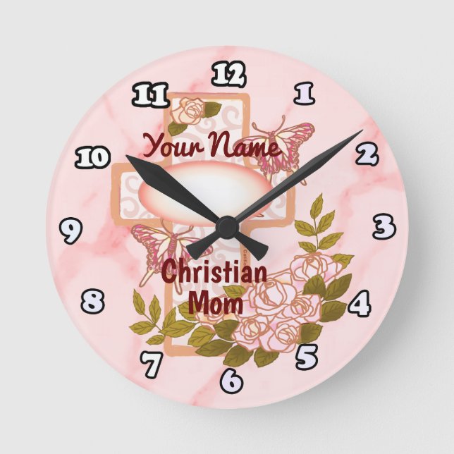 Christian Mum  Round Clock (Front)