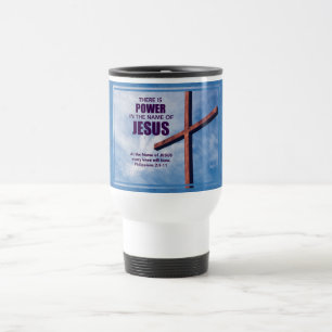Christian NAME OF JESUS Cross Philippians 2:9-11 Travel Mug