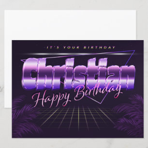 Christian Name Vorname lila retro Karte Geburtstag Card