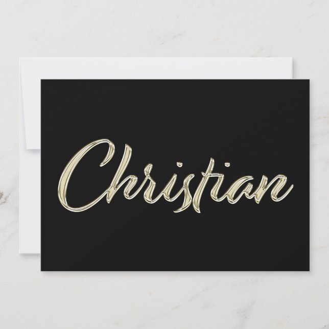 Christian Name white gold Handwriting Card (Front)