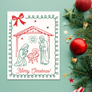 Christian Nativity Scene Religious Christmas Holiday Card