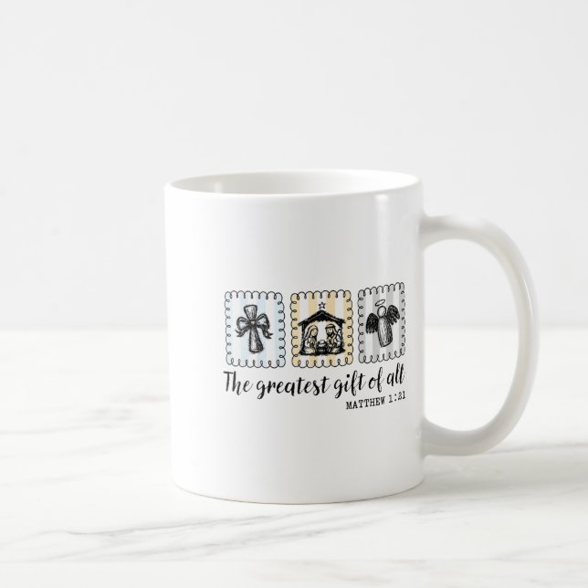 Christian Nativity Scene The Greatest Gift Of All  Coffee Mug (Right)