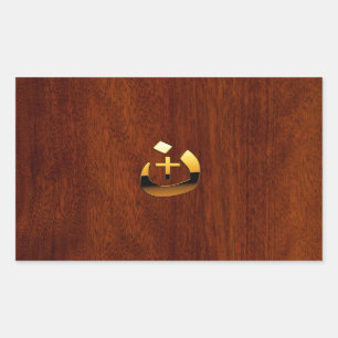 Christian Nazarene Cross Symbols in Gold Rectangular Sticker