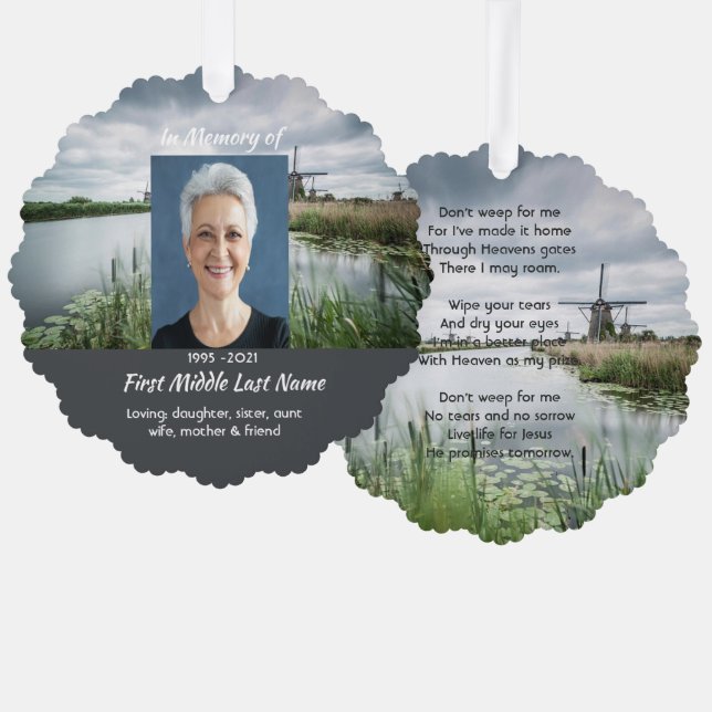 Christian Netherlands windmill  Memorial Keepsake  Tree Decoration Card (Front/Back)
