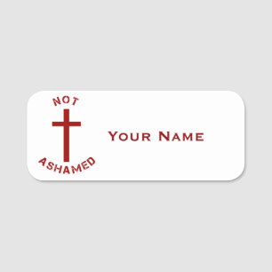 Christian Not Ashamed Red Cross Church Events Name Tag
