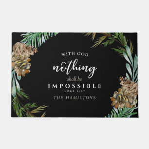 Christian Nothing shall be Impossible Black Custom Doormat