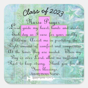 Christian Nurse Prayer Class 2023 Square Sticker