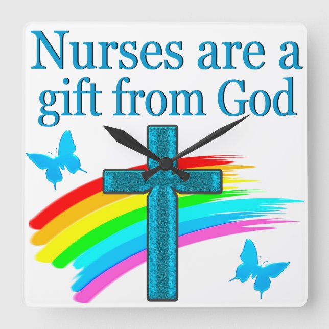 CHRISTIAN NURSING PRAYER DESIGN SQUARE WALL CLOCK (Front)
