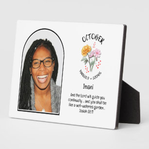Christian OCTOBER Birth Month Flower NAME PHOTO Plaque