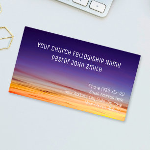 Christian Orange Purple Sunset Church Business Card