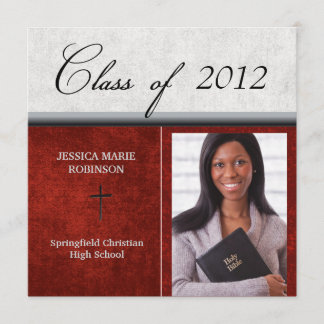 Christian Parochial School Photo Graduation Red Invitation