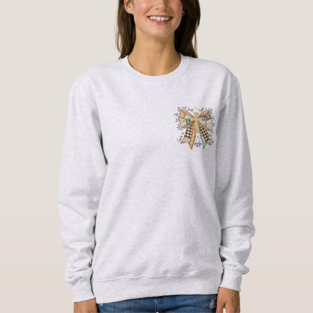 Christian Patchwork Bow Cross Sweatshirt – Faith C (Front)