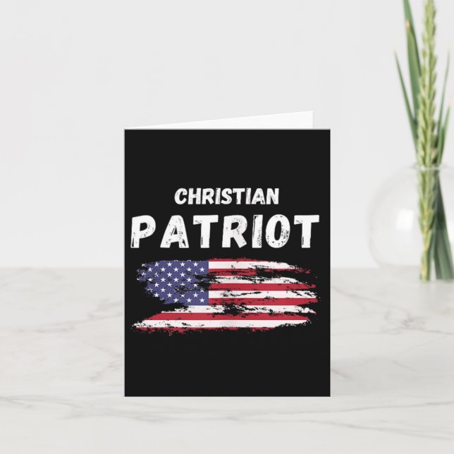 Christian Patriot American Flag Faith And Freedom  Card (Front)
