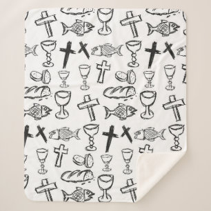 Christian Pattern Sherpa Blanket