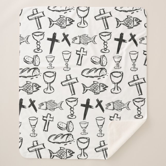 Christian Pattern Sherpa Blanket (Front)