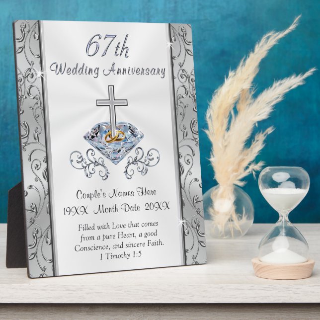 Christian Personalised, 67th Anniversary Gift Plaque (Side)