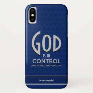 Christian Personalised GOD IS IN CONTROL Blue Case-Mate iPhone Case