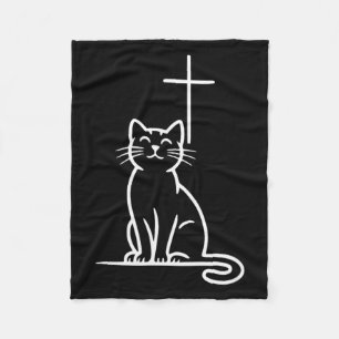Christian Pet Cats Love Jesus Be Happy Fleece Blanket