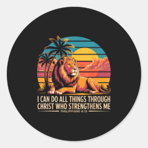 Christian Philipans 4 13 Religious Lion Strength Classic Round Sticker