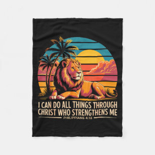 Christian Philipans 4 13 Religious Lion Strength Fleece Blanket