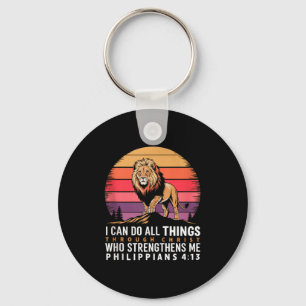 Christian Philippians 4_13 Religious Lion Strength Key Ring